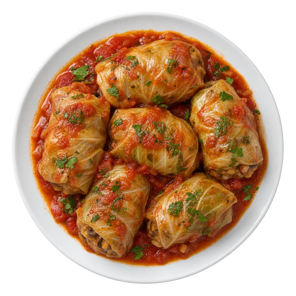 Голубцы с рисом и грибами — с творожным кремом и редисом